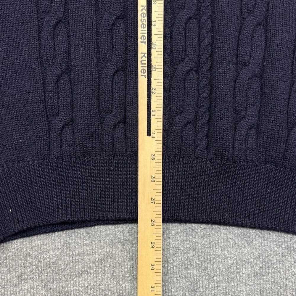 Harrods By Pringle Sweater Mens 2XL Blue 100% Lambswool Cable Knit Scotland